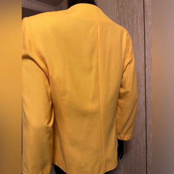 Stunning Bright Yellow Vintage 90s Unique Blazer - Picture 4 of 5